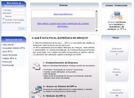 ACESSANDO O SISTEMA DE NFS-e PELA PRIMEIRA VEZ De posse da sua senha eletrônica, será possível acessar o sistema da NFS-e pela primeira vez. Para tanto, entre no site www.pratinha.mg.gov.