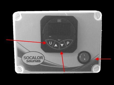 Teclas para programação em ordem crescente e decrescente D. Teclas U (sem função) e P para programar e confirmar a programação do termostato.