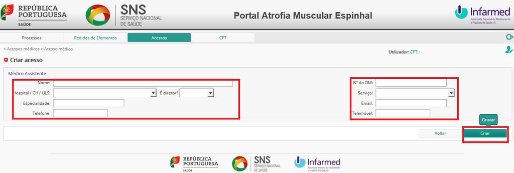 Informação, clicar no botão