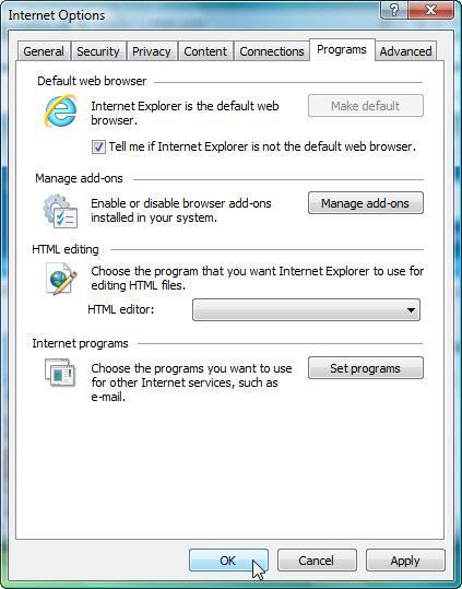 Selecione "Avisar-me se o Internet Explorer não for o navegador da Web padrão." e clique em OK. Feche o navegador.