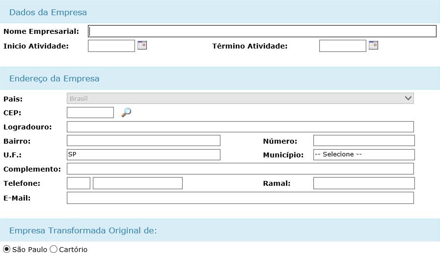 5.5. Preencher o Cadastro Web com os dados da EIRELI OBS.