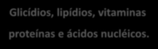 orgânicas Glicídios, lipídios,