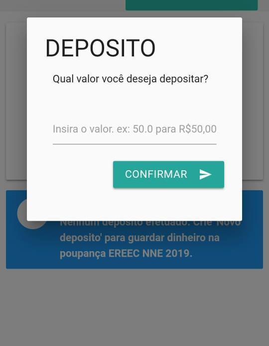 Para fazer um depósito, clique na opção novo depósito, na parte superior.