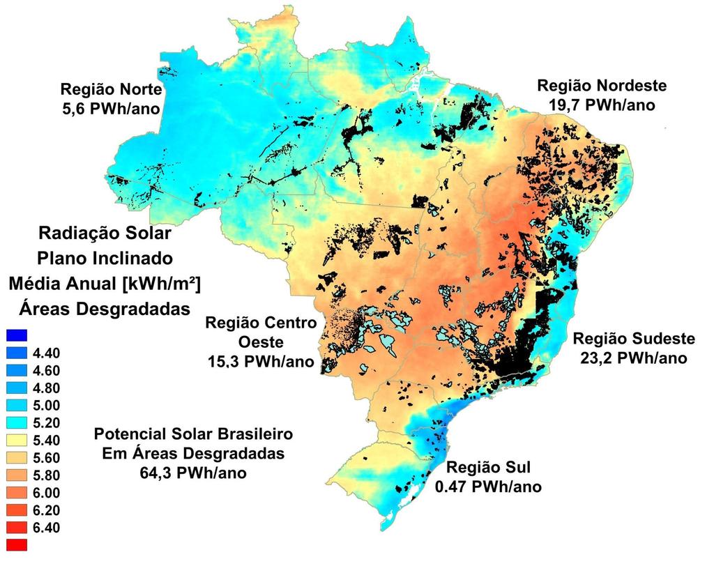 Potencial Solar no Brasil Áreas degradadas - Estratégia