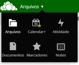 Tela Inicial Detalhando o item 1: o menu dá acesso aos serviços atualmente instalados na nuvem.