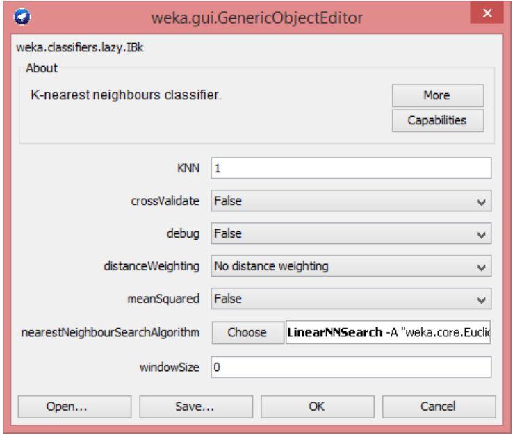 Para isso você deverá escolher: classifiers => lazy => IBK.