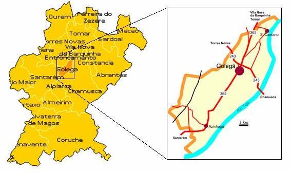 2 LOCALIZAÇÃO DA ÁREA DE ESTUDO O concelho de Golegã é um dos menores municípios portugueses, com uma área de 77.