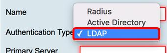 É um servidor remoto que execute um saque do diretório para executar a autenticação para o domínio. Etapa 4. No campo do servidor primário, incorpore o endereço do servidor do LDAP.