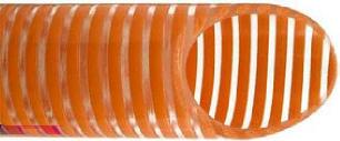 Mangueira PVC LARANJA sucção pesada Tubo Interno : PVC, altamente flexível, resistente à abrasão, intempéries e raios UV Superfície Interna : Lisa, facilitadora da passagem Reforço : Espiral de PVC,