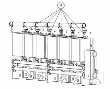 COMPONENTES DAS CONIGURAÇÕES POSSIVEIS EM CASCATA 45 / 65 /85 / 115 / 150 A B C CALDEIRA HP Instalar unicamente caldeiras 45 e 65 kw ou 85-115-150 kw na mesma cascata KIT INSTALAÇÃO E ACESSÓRIOS