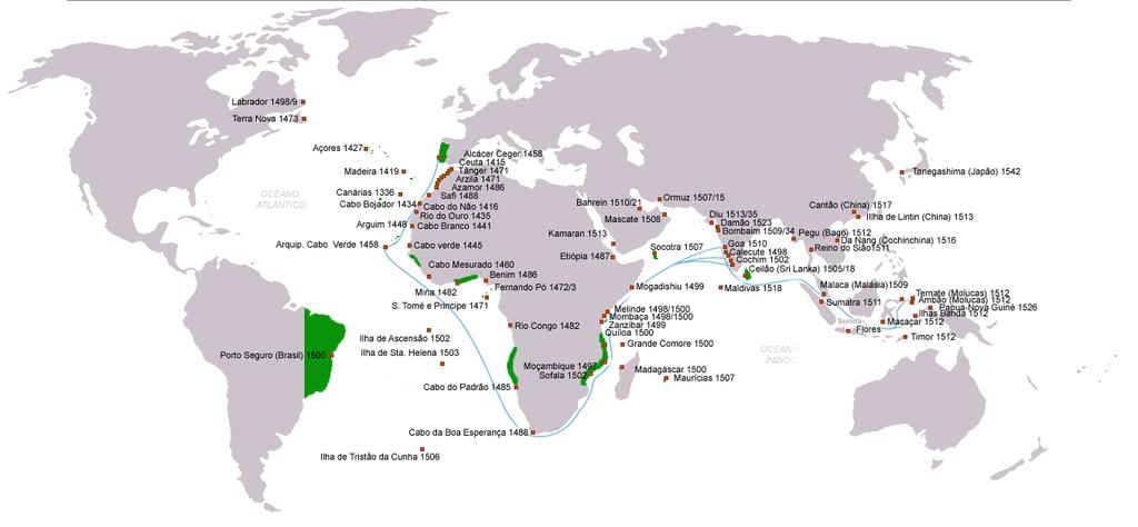 29-Analisando o mapa, você pode dizer que a rota em azul diz respeito: a) à rota do descobrimento do Brasil.