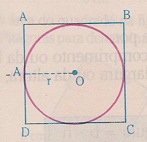 28) Qual é o comprimento da circunferência da figura abaixo, sabendo se que ABCD é um quadrado de 10 cm de lado?