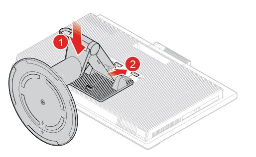 Figura 16. Instalando a base UltraFlex III 5. Coloque o computador em uma posição vertical. 6. Reconecte os cabos externos e os cabos de alimentação nos conectores correspondentes no computador.