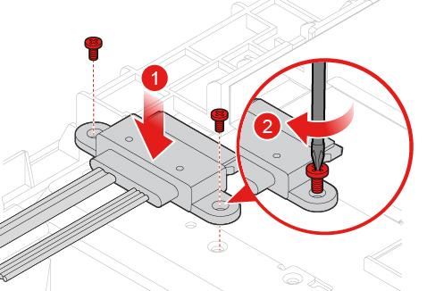 Figura 31. Instalando os cabos da unidade de armazenamento e da unidade óptica 6. Conecte os novos cabos da unidade óptica e da unidade de armazenamento à unidade de armazenamento e à placa-mãe. 7.