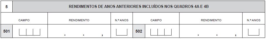 O quadro 4B apenas deve ser preenchido quando haja opção pelo englobamento dos rendimentos de capitais, devendo, nesse caso, ser incluídos neste quadro os rendimentos de capitais que tenham sido