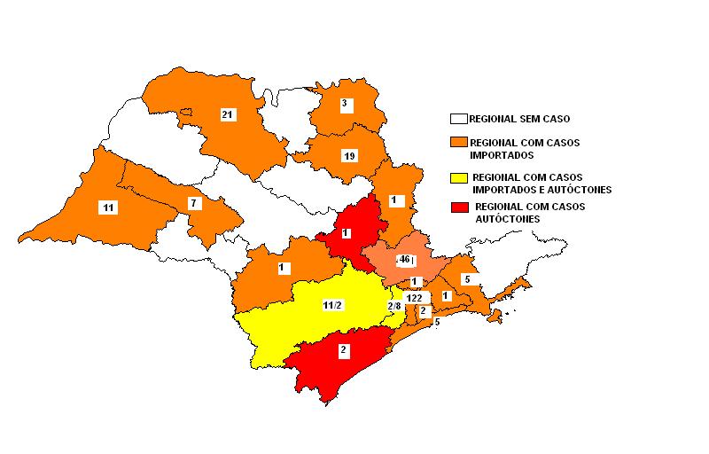 Em São Paulo, algumas regionais ainda apresentam casos autóctones de malária. São casos de malária por P. vivax ou P. malariae, de caráter leve e sem registro de resistência à cloroquina.