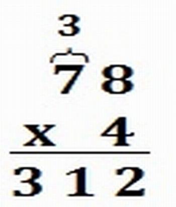 Página64 Multiplicação com Reagrupamento Observe o exemplo No exemplo acima, multiplicamos 4 x 8 = 32 3 dezenas e 2 unidades.