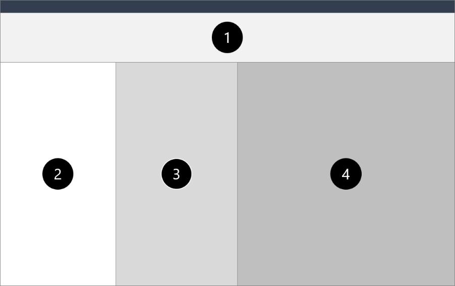 Desktop No Gerenciador-TQS, o Desktop é o painel central que fica encaixado na região 3 indicada na figura a seguir.