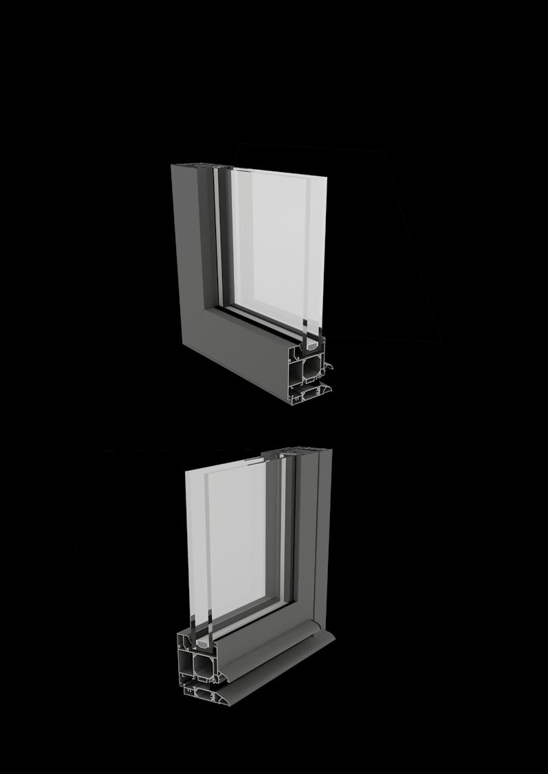 ECOTHERMIC 65 / SOLUÇÃO PORTA CARACTERÍSTICAS DESIGN Estética coerente com solução janela. Possibilidade de inclusão de painéis opacos. MÚLTIPLAS APLICAÇÕES Porta de 1 e 2 folhas.