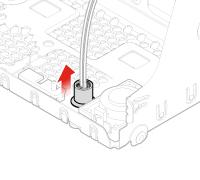 2. Remova a cobertura biselada anterior. Consulte a secção "Substituir a cobertura biselada anterior" na página 25. 3. Desligue o cabo do ponto vermelho iluminado da placa de sistema. 4.