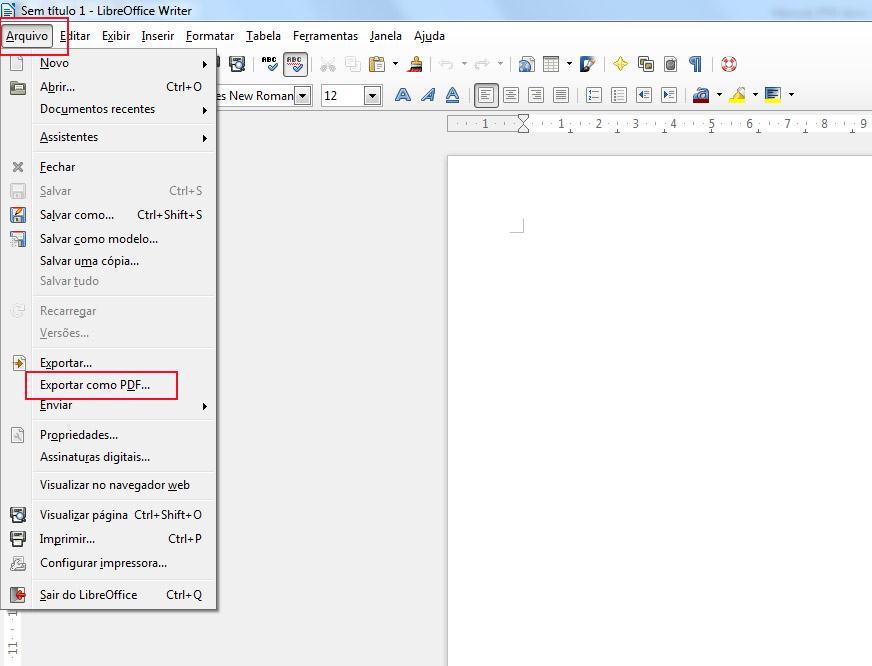 2) Como salvar em PDF/A no LibreOffice