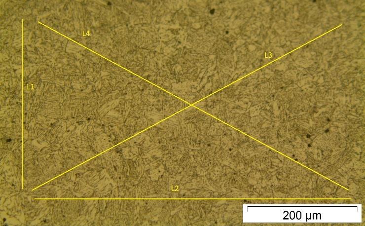 Figura 8 Micrografia da ZTA do lado esquerdo no passe de raiz, aumento de 200x, ataque Nital 2%.