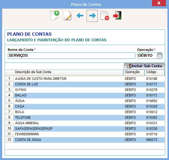 Cadastro de Contas Cadastre uma ou mais contas para fazer a