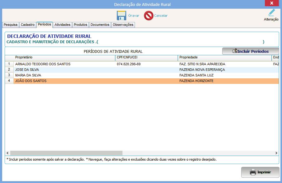 Declaração de Atividade Rural Os