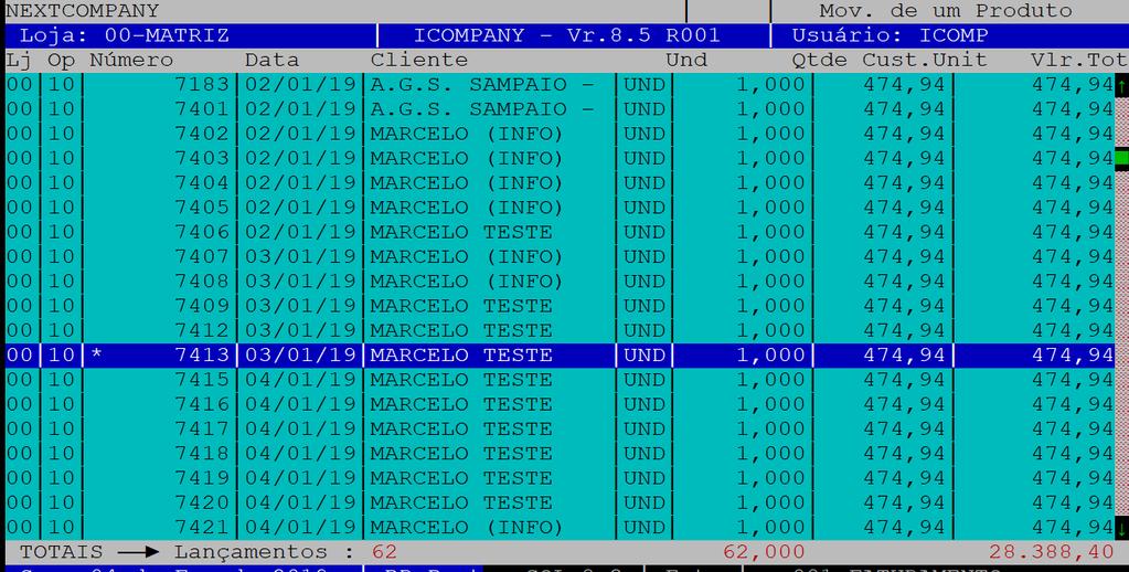 8º Ocorrência Relatório de vendas total de devoluções OS: 2822 Solicitante: NEXTCOMPANY No relatório de vendas no período, o total das devoluções não muda quando colocado só uma forma de plano de