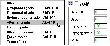 de modo transparente. A definição do funcionamento da grade no comando "Editar" "Modos" "Alterar" está dentro do quadro "Grade".