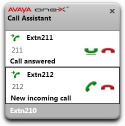 12.6 Mensagens do one-x Call Assistant Ao realizar e receber chamadas, o one-x Call Assistant exibe o progresso da chamada.
