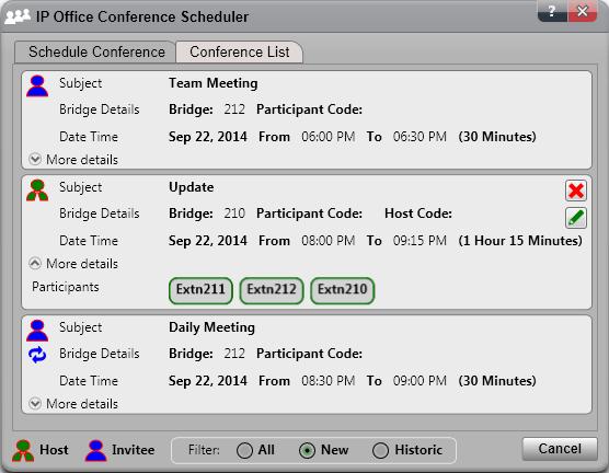 Plug-in do Microsoft Outlook: Chamadas de conferência 3. Clique na guia Lista de conferência. 4.
