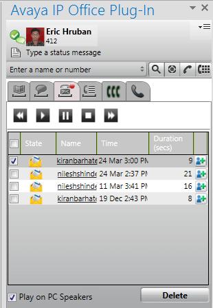 Plug-in do Microsoft Outlook: Recursos adicionais 13.10.4 Opção de correio de voz Clique no ícone para mostrar as mensagens de correio de voz em sua caixa postal.