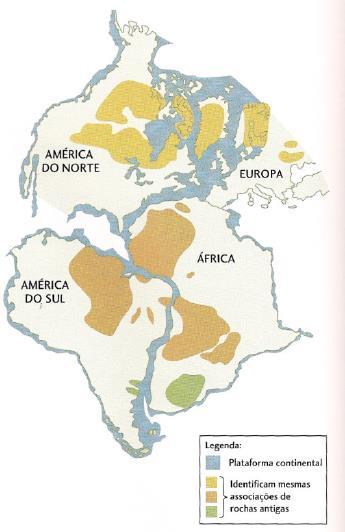 Wegener postulou um supercontinente, que denominou de Pangéia, que se