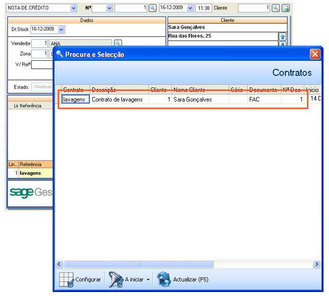 Crédito de Contratos Para creditar um contrato deverá ser emitida uma nota de crédito identificando o cliente em questão e regsitado o produto contrato.