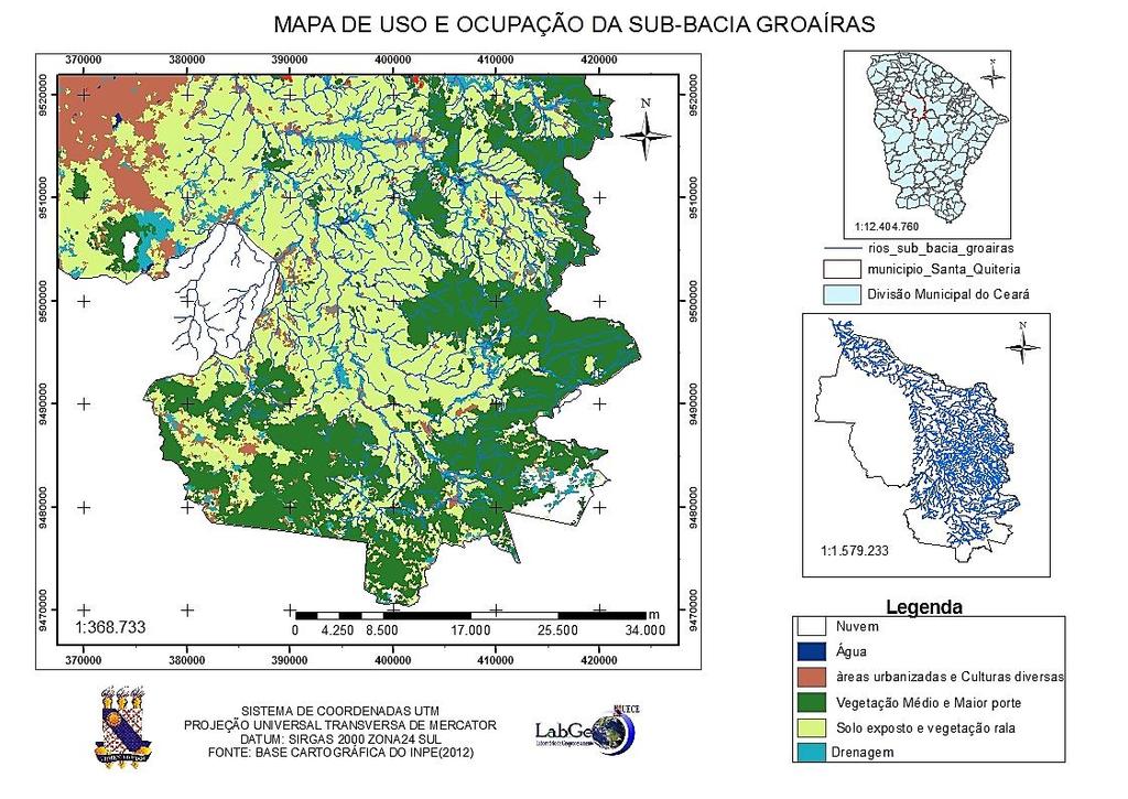 Através das técnicas de Geoprocessamento foi possível identificar e analisar a disposição de solo exposto na área, consequente da retirada da vegetação como supracitado, do desmatamento, da ocupação