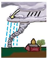 Motivos Possíveis para a Formação A chuva e o granizo da tempestade fazem com que o funil atinja a superfície.