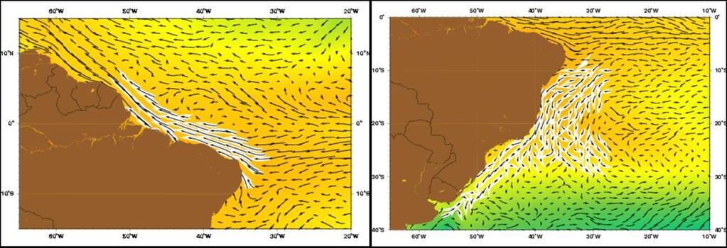 A transferência anômala de calor é explicada pela Célula de Revolvimento Meridional do Atlântico (AMOC), no qual as principais forçantes são a posição da Zona de Convergência Intertropical (ZCIT)