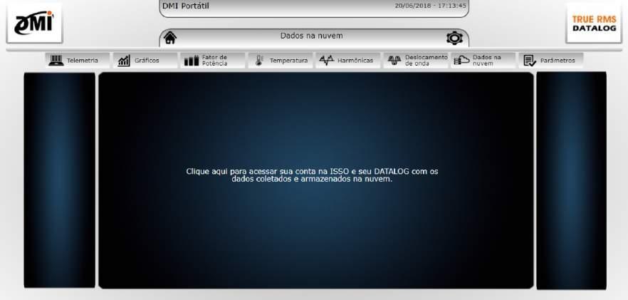 Dados na nuvem Nesta tela você terá acesso a um link que o levará aos dados do DATALOG da sua conta na ISSO, onde estarão todos os dados armazenados das medições feitas pelo DMI. OBS.