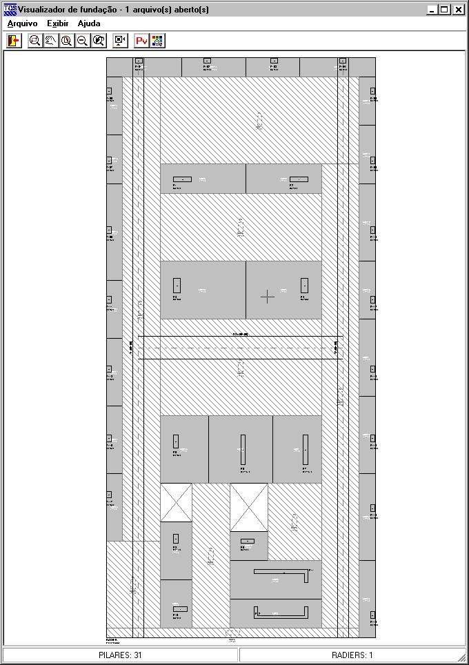 Esse edifício contém 31 pilares, 31 SCRs, 9 RCRs, 3 vigas de enrijecimento e 2 aberturas.