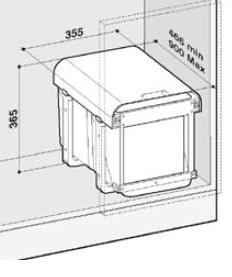 24 EKKO FRONT 40 L 355 x P 466 x H 365 mm FIXAÇÃO À PORTA BALDES 8L