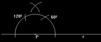 120º. Una o cruzamento até o ponto P, obtendo assim, a perpendicular a reta que pelo ponto P. www.mat.uel.br/geometrica/php/.