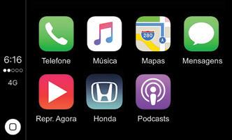 Ícone Apple CarPlay Volta para a tela do menu Apple CarPlay Telefone Acessar a lista de contatos, fazer chamadas telefônicas ou ouvir mensagens de voz.