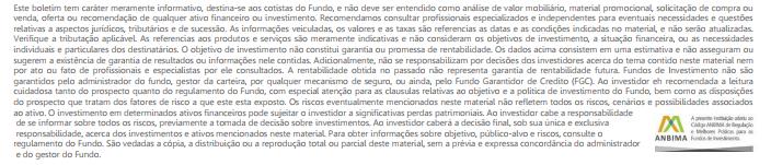 Não obstante a diligência do Administrador e do Gestor em colocar em prática a Política de Investimento, os investimentos do Fundo estão, por sua natureza, sujeitos a flutuações típicas do mercado