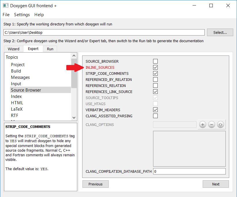 cpp no campo FILE_PATTERNS, já que o software a ser documentado foi escrito em linguagem