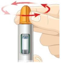 Continue a segurar a caneta na vertical para evitar que o medicamento vaze acidentalmente.