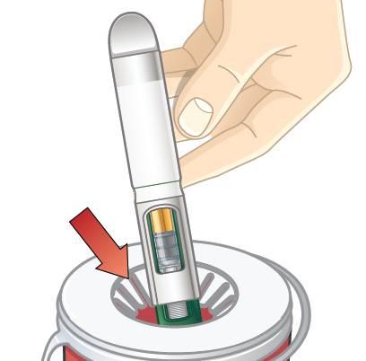 Irá necessitar de um recipiente resistente a perfurações que: seja suficientemente grande para conter toda a caneta, tenha tampa, não derrame, esteja