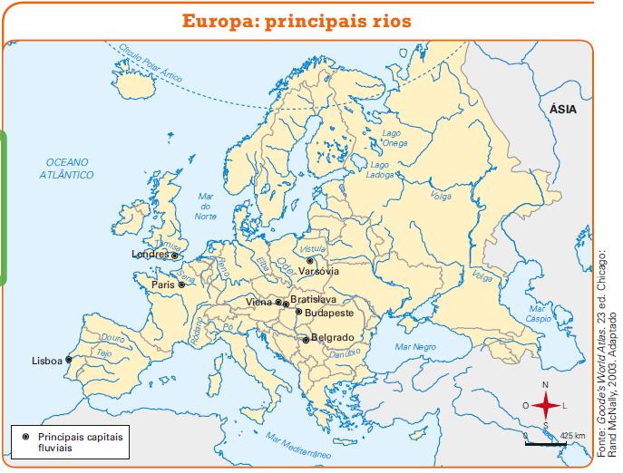 A HIDROGRAFIA EUROPEIA (p. 186-187) A Europa possui muitos rios, porém a maioria é de pequena extensão.