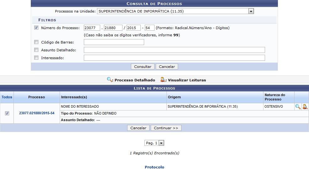 ALTERAR RESPONSÁVEL Esta funcionalidade permite que o usuário altere os responsáveis por um determinado processo cadastrado no sistema, tirando-o da responsabilidade do usuário que foi responsável