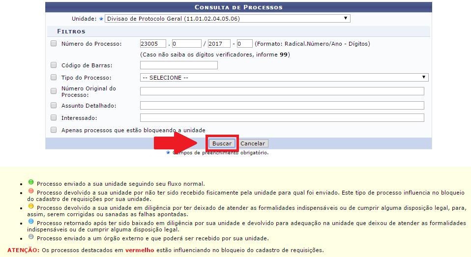 Para iniciar a operação, acesse o SIPAC Módulos Protocolo Processos Movimentação Registrar Recebimento.